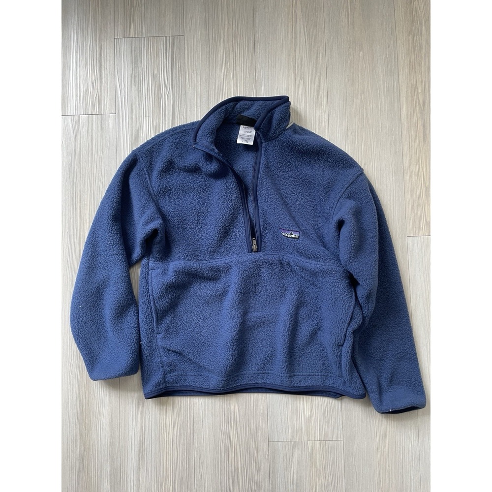 Patagonia Kids Blue Fleece 1/2 Zip Pullover Jacket Synchilla Size L Ski Lodge